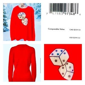 NWT! Kate ♠️ Spade Red Knit Dice 🎲 Pullover Sweater S